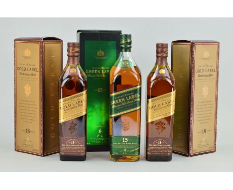 TWO BOTTLES OF JOHNNIE WALKER GOLD LABEL 'THE CENTENARY BLEND' SCOTCH WHISKY, aged 18 years, 40% vol, 70cl, fill level low ne