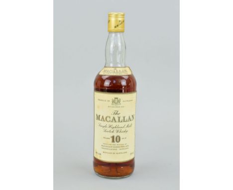 A BOTTLE OF THE MACALLAN SINGLE HIGHLAND MALT SCOTCH WHISKY, aged 10 years, 40% vol, 70cl, fill level low neck, unboxed, appe