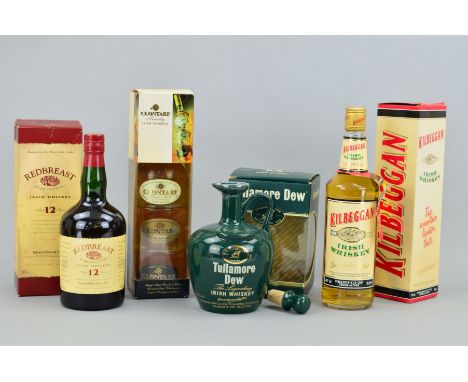 FOUR BOTTLES OF IRISH WHISKEY, to include a bottle of Redbreast Pure Pot Still Irish Whiskey, aged 12 years in oak casks, 40%