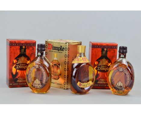 THREE BOTTLES OF DIMPLES BLENDED MALTS, to include a bottle of Dimple De Luxe Scotch Whisky from John Haig &amp; Co. Ltd, age