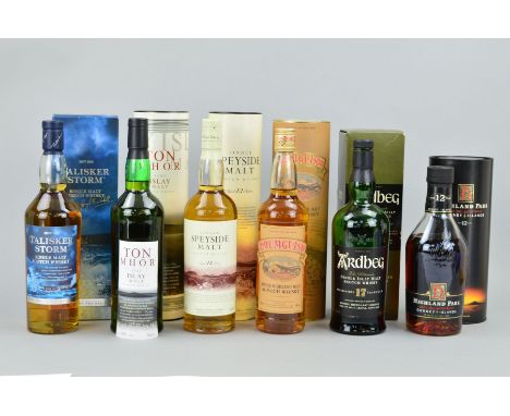 SIX BOTTLES OF SINGLE MALT, to include a bottle of Highland Park Single Malt Scotch Whisky, aged 12 years, 40% vol, 70cl, fil