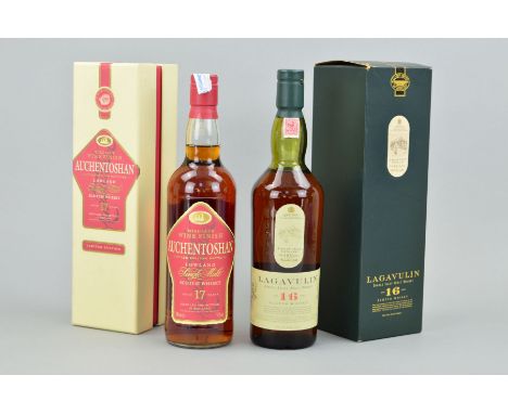 TWO BOTTLES OF SINGLE MALT, to include a bottle of Lagavulin Single Islay Malt Whisky, aged 16 years, 43% vol, 70cl, contents