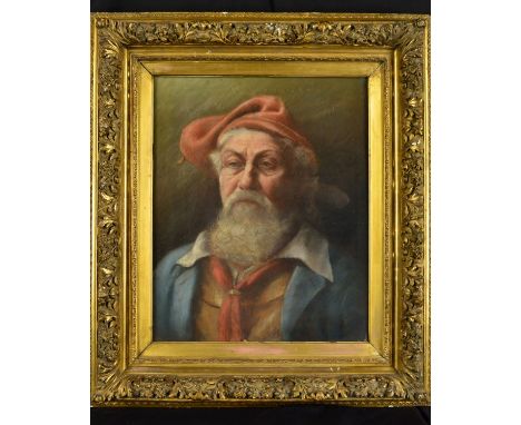 INITIALLED M.H. LATE 19TH CENTURY SCHOOL, Head and shoulder portrait study of a fisherman, pastels on canvas, initialled lowe
