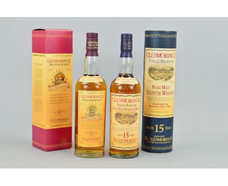 TWO BOTTLES OF FINE SINGLE MALT, to include a bottle of Glenmorangie 'Millennium Malt' Single Highland Malt Whisky, aged 12 y