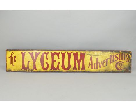 AN ENAMEL SIGN FOR 'THE LYCEUM ADVERTISING CO.', by Orme Evans &amp; Co of Wolverhampton, with red lettering on a yellow grou