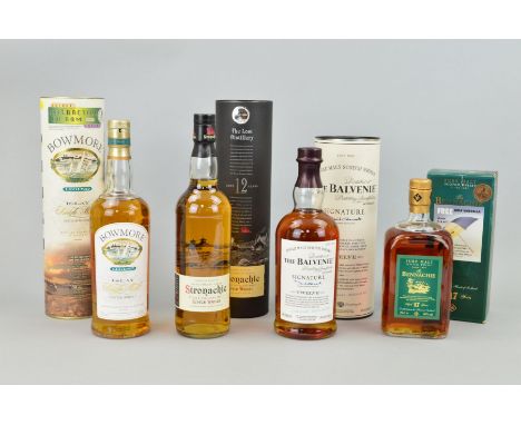 FOUR BOTTLES OF SINGLE MALT, to include a bottle of Bennachie Pure Malt Scotch Whisky, from the Scotch Whisky Company, aged 1