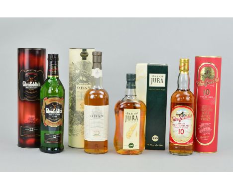 FOUR BOTTLES OF SINGLE MALT, to include a bottle of Isle of Jura Single Malt Scotch Whisky from The Isle of Jura Distillery C