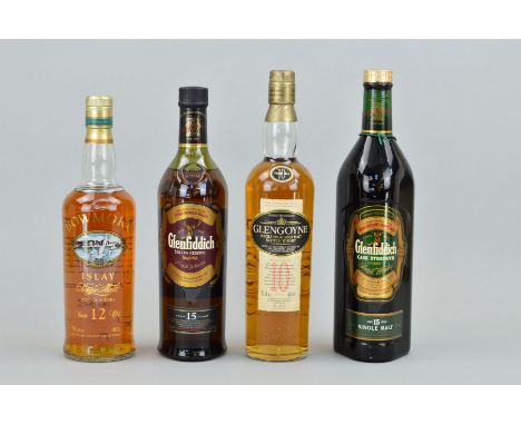 FOUR BOTTLES OF SINGLE MALT, to include a bottle of Glenfiddich 'Solera Reserve' Pure Single Malt Scotch Whisky, aged 15 year