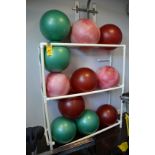 ASSORTED YOGA BALLS (RACK INCLUDED)