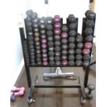 LOT - DUMBELLS WITH RACK (90 PIECES)