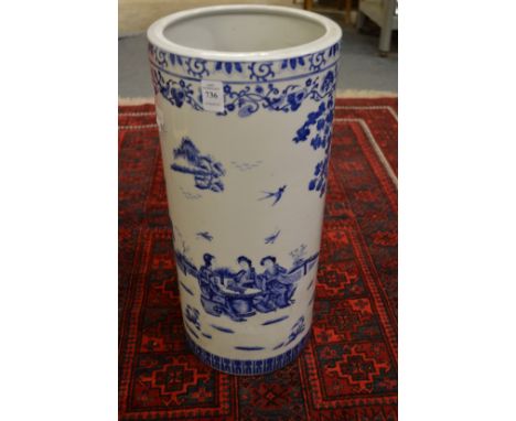 A Chinese blue and white stick stand.