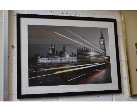 London landscape at night, photographic print, framed and glazed.