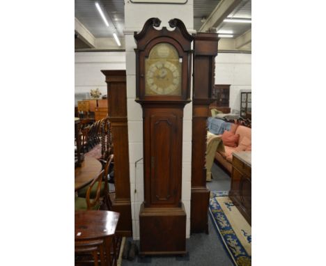 A 19th century mahogany Scottish longcase clock with eight day movement, arched dial signed Alex Semple, Kilmalcolm.