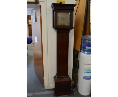 An 18th century small mahogany longcase clock with eight day movement, the square brass dial signed Sedley, London.