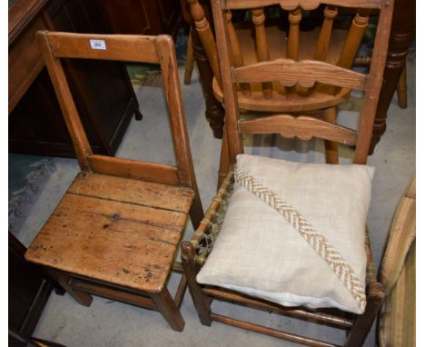 An early 19th century Central American hardwood side chair, of Spanish Colonial influence, shaped ladder back, rawhide seat, 