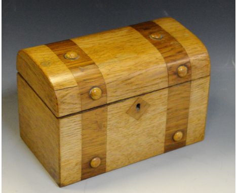 A Victorian domed tea caddy, in the form of a trunk, 17cm wide, c,1860 