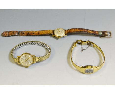 A lady's Rotary 9ct  gold  wrist watch; two other wrist watches (3)