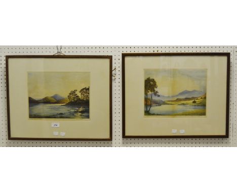 Edward Francis Wells 1876-1952Evening Flows Derwent Water, Lake DistrictHand tinted coloured dry point etching; another, sign