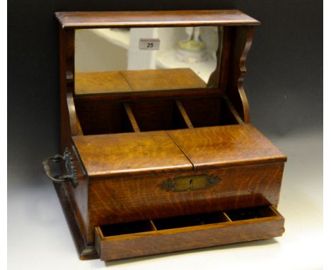 A late 19th century oak stationery/decanter box, circa 1870