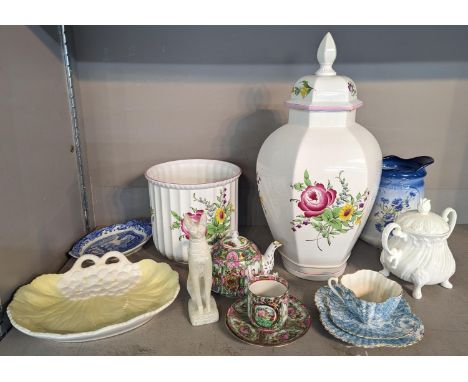 Mixed ceramics to include Spode lidded vase and other Spode items, Cantonese cup and saucers, teapot and other itemsLocation: