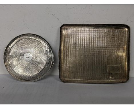 A 1930's silver cigarette case, together with a 1930's silver compact, total weight 145.3gLocation: 