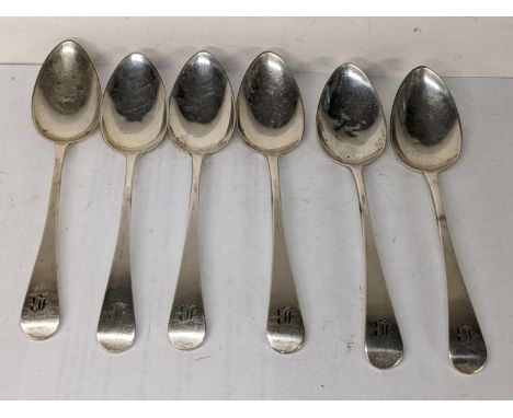 A set of six George IV silver teaspoons, hallmarked London 1827, 94gLocation: 