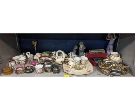 A mixed lot to include silver plate, Lladro figures, and other items Location: 