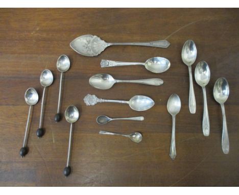 Fourteen silver tea, coffee, preserve and salt spoons, various dates and makersLocation: 