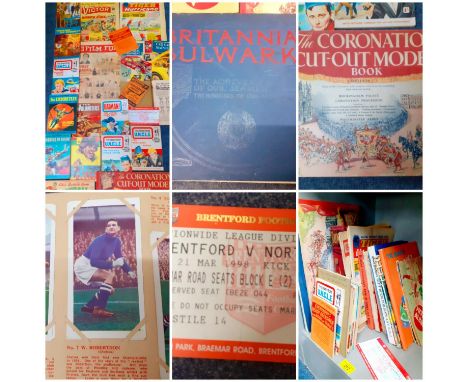 A quantity of mainly 1960s boys books, comics and Chix bubble gum football collectors cards, together with a Chums 1914 book,