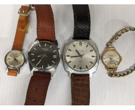 Mixed wristwatches to include two vintage gents Sekondas, ladies Timex and a ladies 9ct gold Kereo Location: 