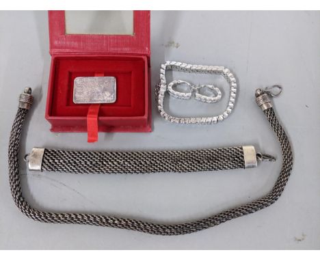 Jewellery to include an Indian silver necklace and bracelet stamped 925, 95g, a Pierre Lang bracelet and earrings, and a silv