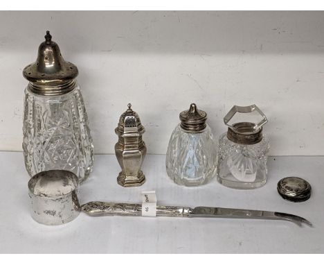 A mixed lot of silver to include a napkin ring, condiments and other itemsLocation: 