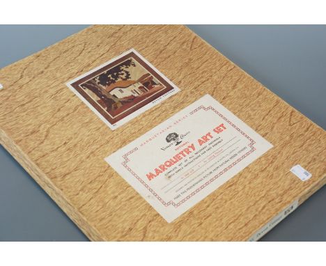A S&amp;S Veneers and Burns Pictorial Marquetry Art Set, 'Devon Cottage', boxed and complete 
