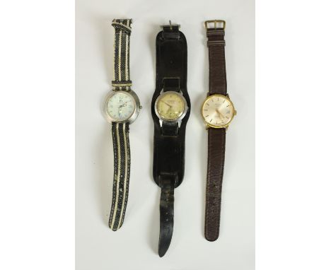 Three vintage men's watches, including a B.Jobin automatic watch, a Movado automatic watch and a Macro Roma quartz watch.  Di