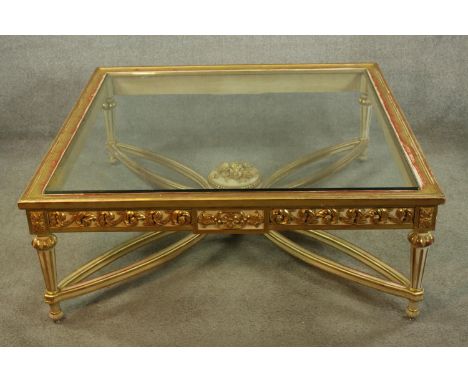 Coffee table, vintage gilt and painted, Continental style. H.46 W.120cm. 