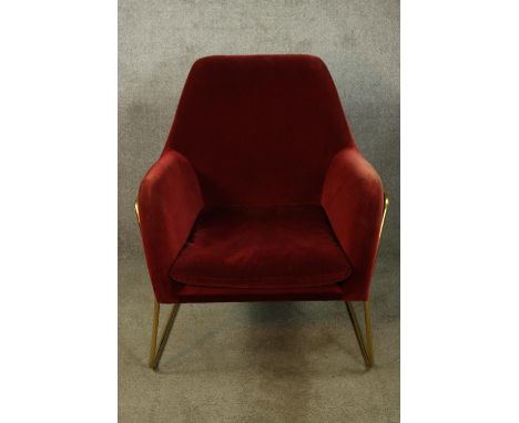 Armchair, vintage style, gilt metal framed. H.87cm. 