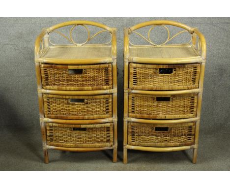 A pair of vintage wicker chests of drawers. H.85 W.50cm. (each) 