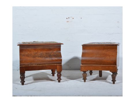 Victorian mahogany stool commode; shaped front, width 48cm, and another stool commode.(2)