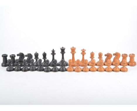 Stanton chess set boxwood and ebony, height of King 8.4cm.