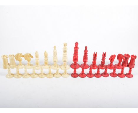 Ivory large chess set, Merrifield, height of King 10cm.
