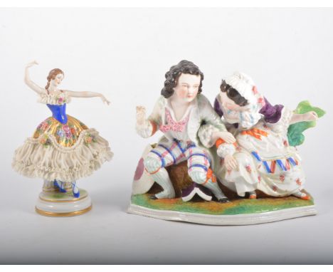 A ceramic figure group made for Yardley - of a mother and two children "Yardley's Old English Lavender" , a continental figur