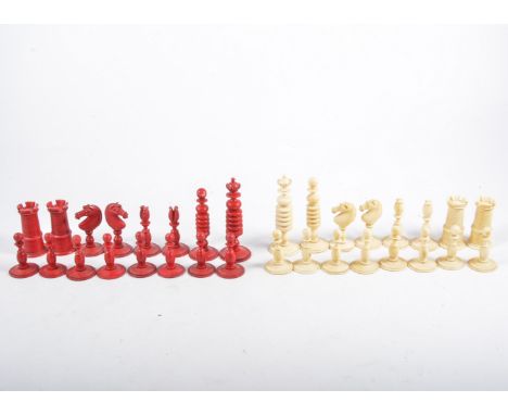 English ivory chess set circa.1820, height of King 7.4cm.