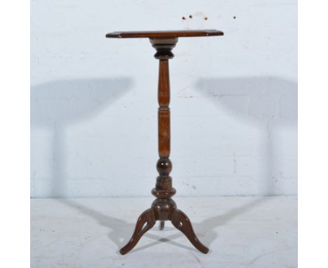 Mahogany pedestal table, moulded rectangular top canted corners, turned column, tripod legs, heavily adapted, W36cm x D29cm x