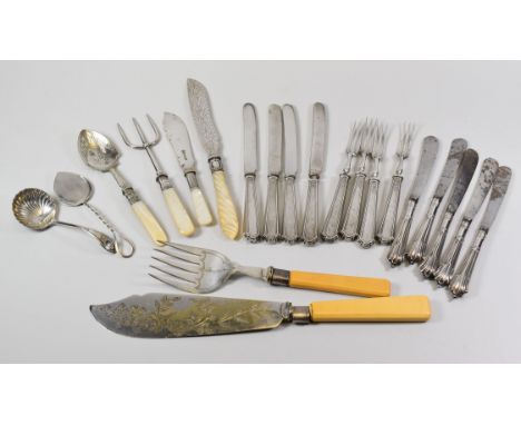 A PARCEL OF MIXED FLATWARE INCLUDING SOME SILVER CONTENT