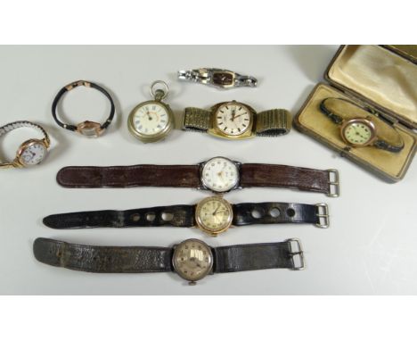 A PARCEL OF VINTAGE WRISTWATCHES including 9ct gold encased and together with a Salvation Army pocket watch