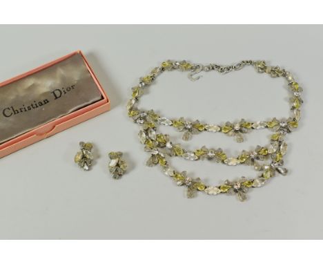A CHRISTIAN DIOR NECKLACE & EARRING SET, circa 1960s with original cushion Condition Report: appears to be excellent and comp