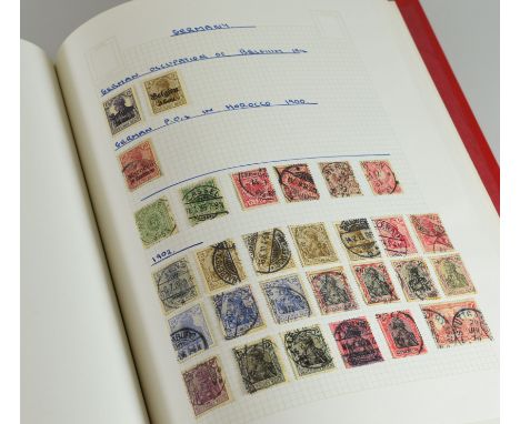 A RED STAMFORD MAJOR STAMP ALBUM comprehensively filled with 'World Letters A-J' & A RED STAMFORD MAJOR STAMP ALBUM comprehen