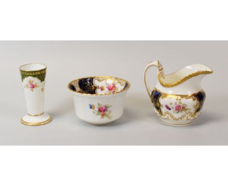 A COALPORT CREAM JUG & BASIN together with a small Wedgwood spill-vase