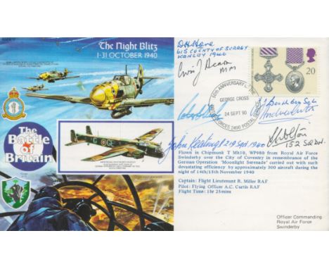 RAFA17a Battle of Britain The Night Blitz Signed 5 Battle of Britain Pilots crew Personally Signed by Chipmuck Crew R Miller 