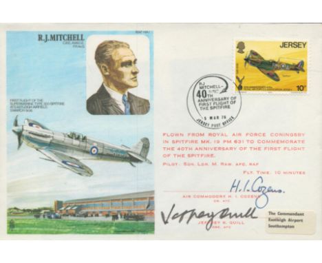 HA1c J. Mitchell 40th Anniv 1st flight of the Spitfire Signed J Quill & H Cozens Personally signed Air Commodore. H. I. Cozen